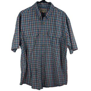 Duluth Trading Co Mens Plaid Short Sleeve Button-Up Shirt Large Nylon Blend